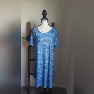 Blue Paisley Scoop Neck Women's Top